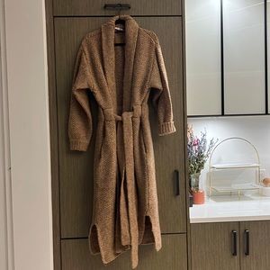 Lunya Tan Seasonal Edit Sweater Chunky Wool Belted Cardigan $498 Medium New!